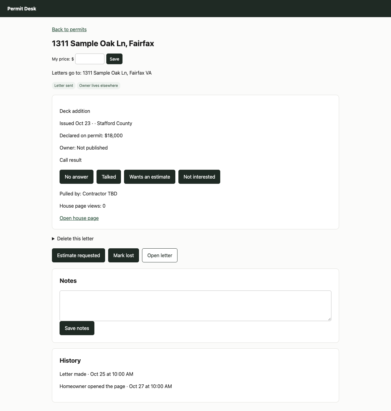 Current permit page